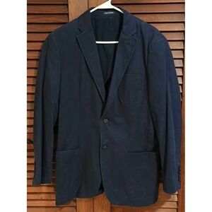 Stafford Signature Classic Fit Cotton Sport Coat Blazer Mens 40R Navy Blue Prep